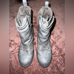 Aldo zip-up, side-buckle, motorcycle boots! 9, gray. Perfect for any occasion